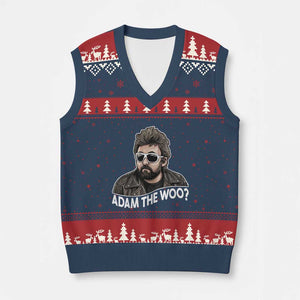 Adam Inspired Graphic V-Neck Knit Sweater Vest The Woo Memorial Tribute TS02 Navy Red Print Your Wear