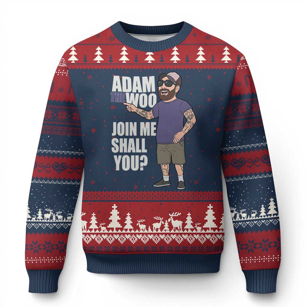 Adam Inspired Graphic Ugly Christmas Sweater The Woo Memorial Tribute Join Me Shall You TS02 Navy Red Print Your Wear