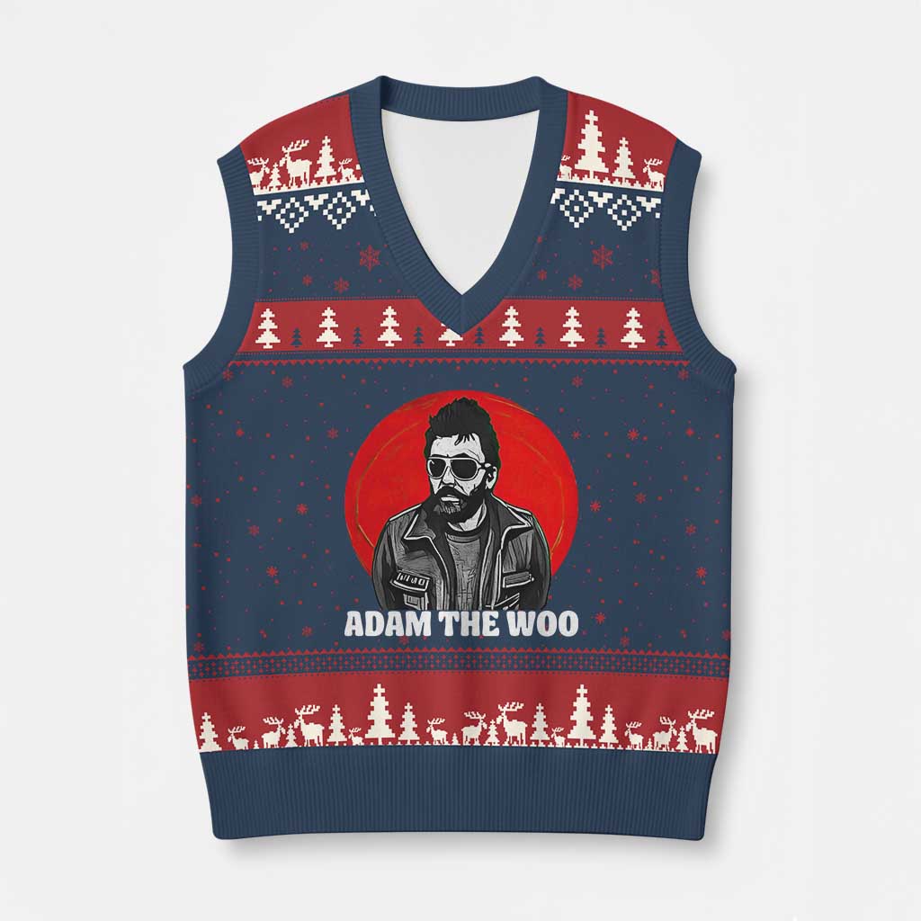 Adam Inspired Graphic V-Neck Knit Sweater Vest The Woo In Remembrance Memorial Tribute TS02 Navy Red Print Your Wear