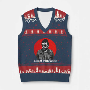 Adam Inspired Graphic V-Neck Knit Sweater Vest The Woo In Remembrance Memorial Tribute TS02 Navy Red Print Your Wear