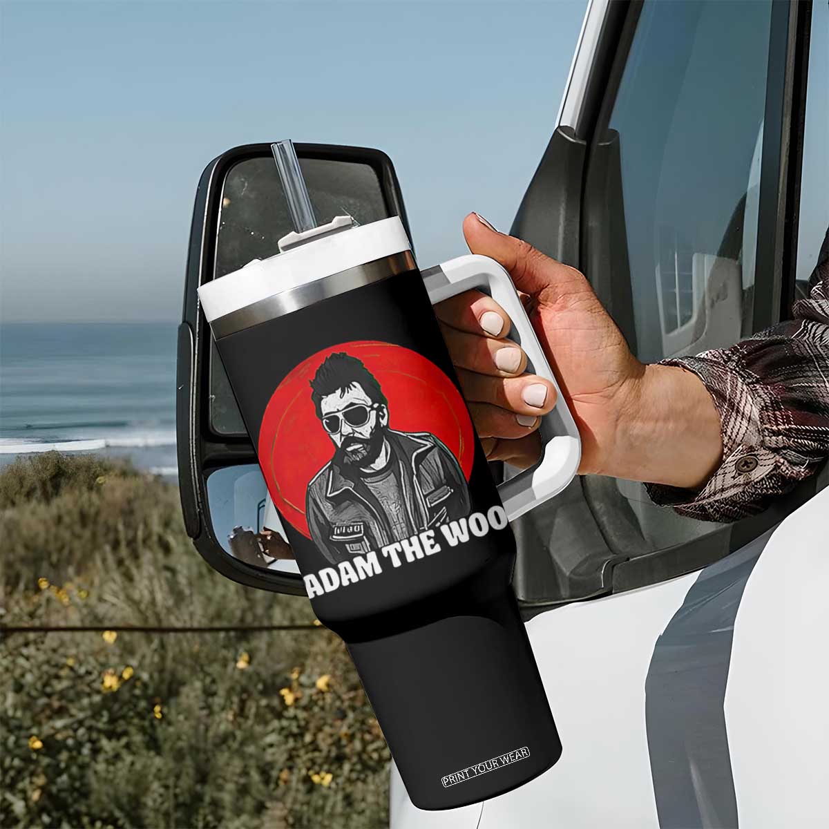 Adam Inspired Graphic Tumbler With Handle The Woo In Remembrance Memorial Tribute TS02 Print Your Wear