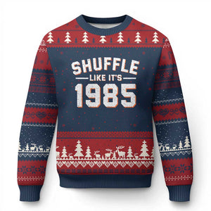 Shuffle Like Its 1985 Ugly Christmas Sweater Retro Championship Celebrated TS02 Navy Red Print Your Wear