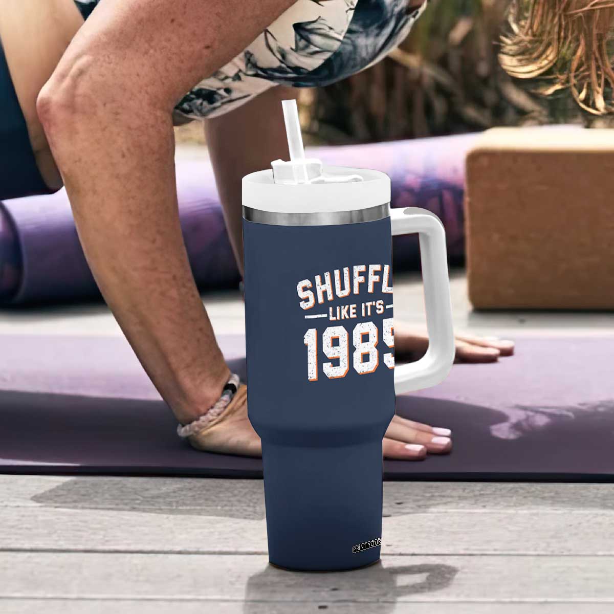 Shuffle Like Its 1985 Tumbler With Handle Retro Championship Celebrated TS02 Print Your Wear