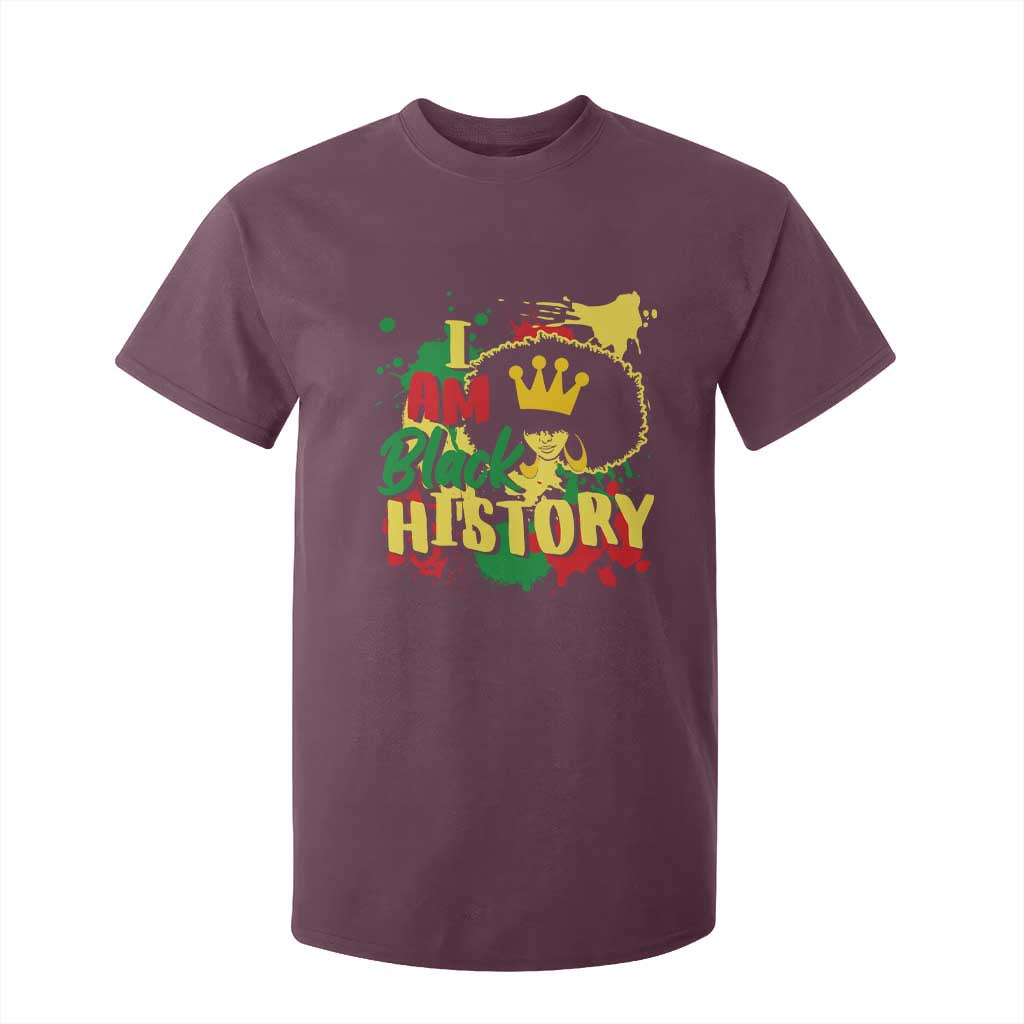 I Am Black History T Shirt For Kid Afro Queen African American Pride TS02 Maroon Print Your Wear