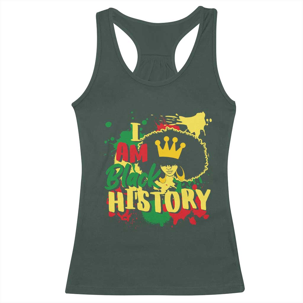 I Am Black History Racerback Tank Top Afro Queen African American Pride TS02 Dark Forest Green Print Your Wear