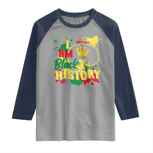 I Am Black History Raglan Shirt Afro Queen African American Pride TS02 Sport Gray Navy Print Your Wear