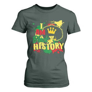 I Am Black History T Shirt For Women Afro Queen African American Pride TS02 Dark Forest Green Print Your Wear