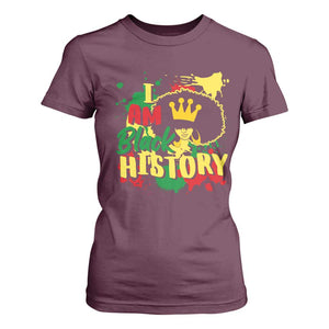 I Am Black History T Shirt For Women Afro Queen African American Pride TS02 Maroon Print Your Wear