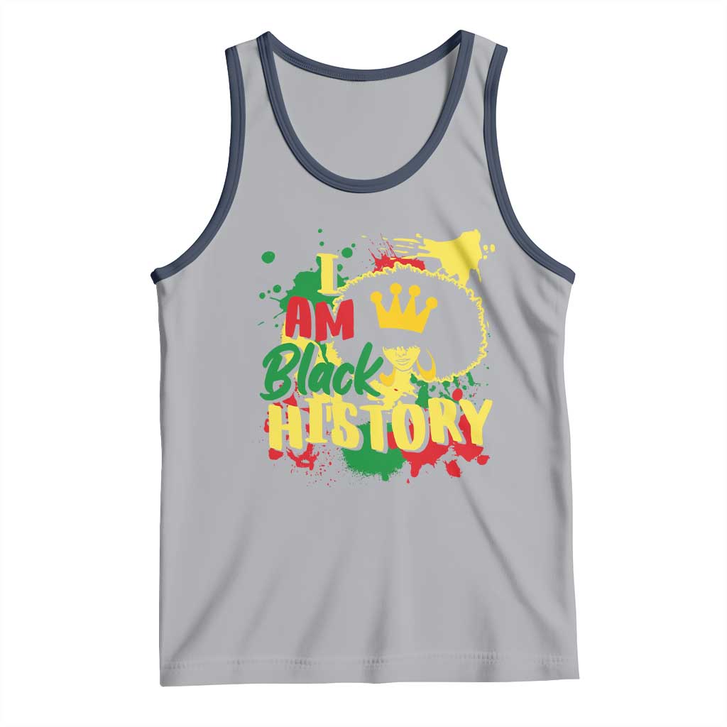 I Am Black History Tank Top Afro Queen African American Pride TS02 Athletic Heather Navy Print Your Wear