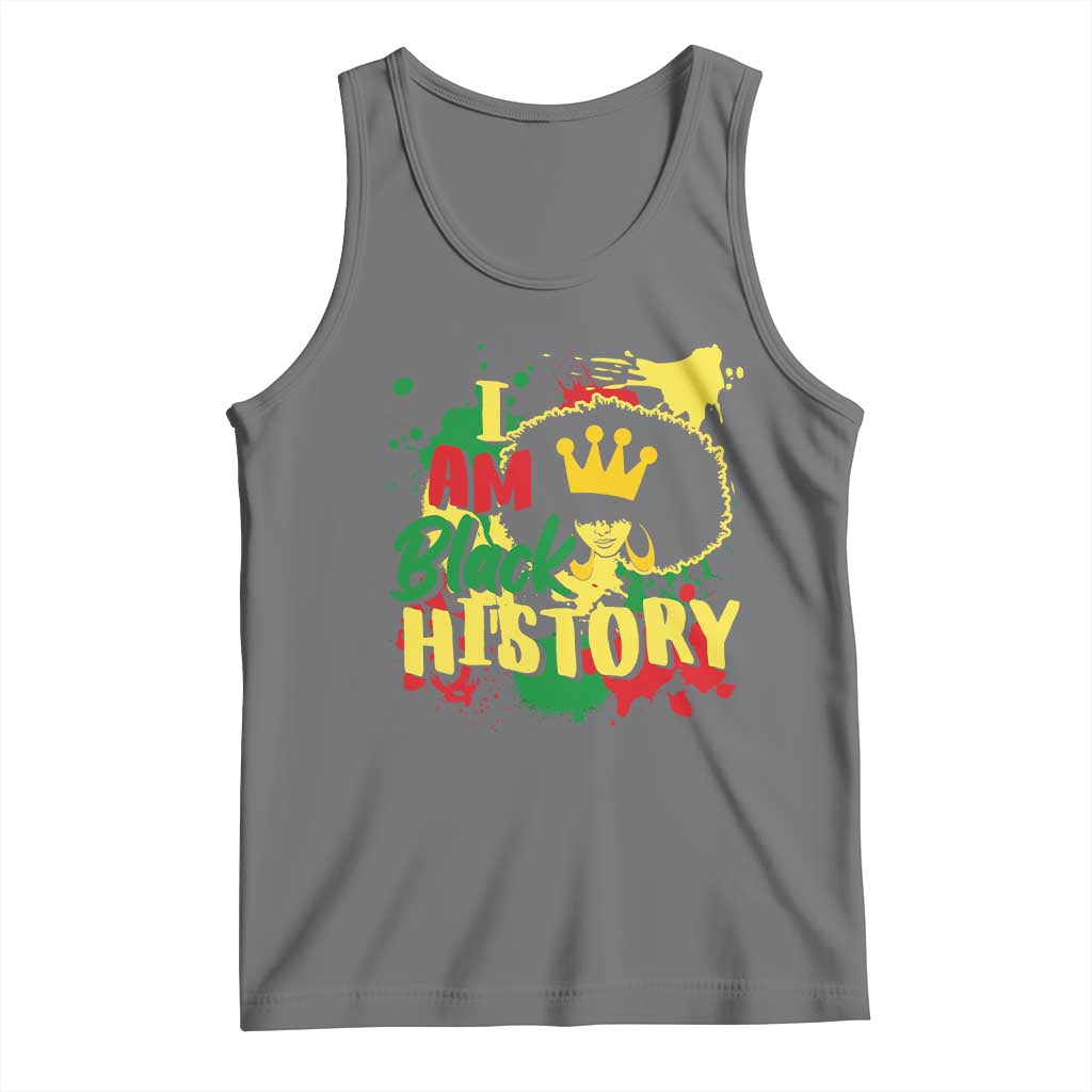 I Am Black History Tank Top Afro Queen African American Pride TS02 Black Heather Print Your Wear