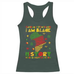 I Am Black History Racerback Tank Top African American Pride Kente TS02 Dark Forest Green Print Your Wear