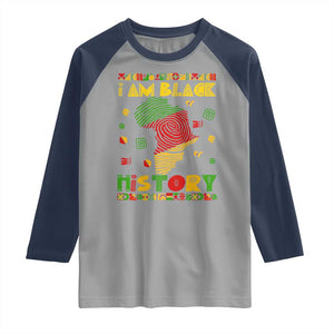 I Am Black History Raglan Shirt African American Pride Kente TS02 Sport Gray Navy Print Your Wear