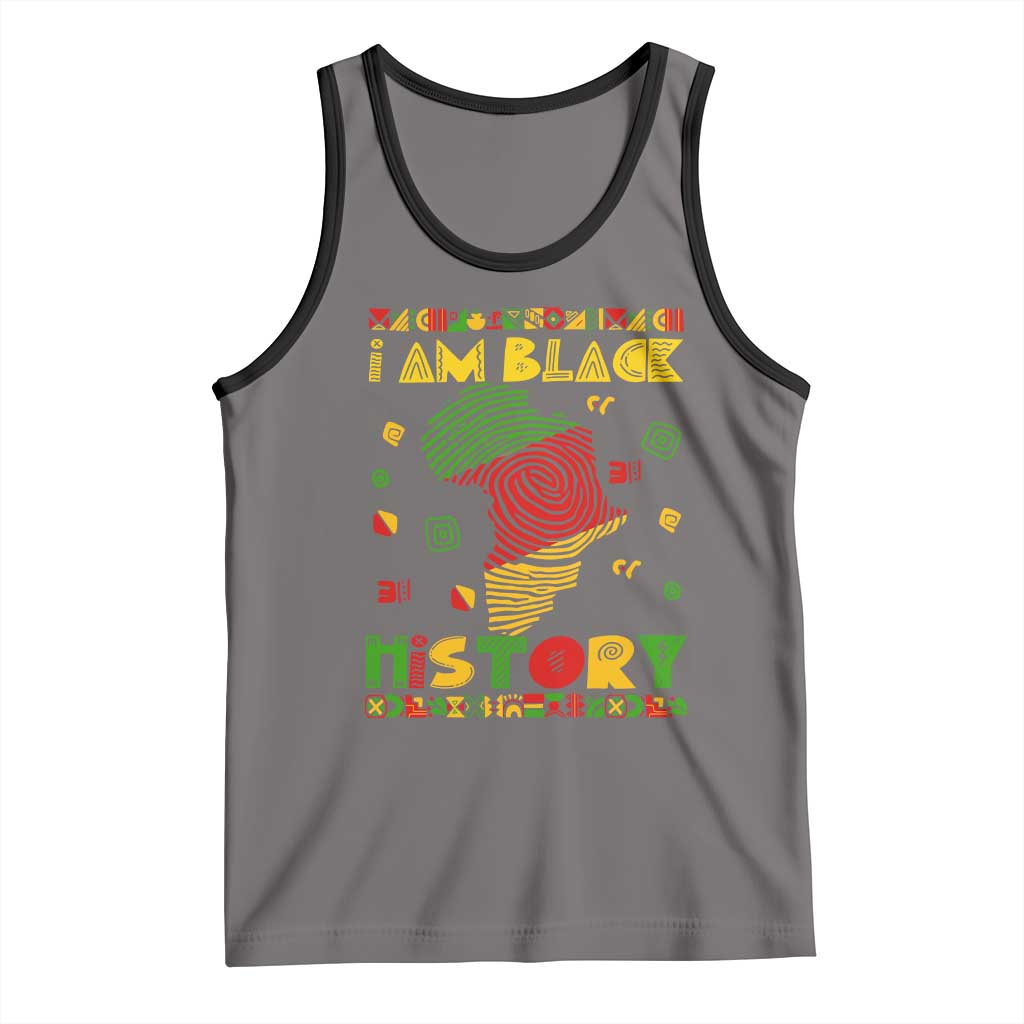 I Am Black History Tank Top African American Pride Kente TS02 Deep Heather Black Print Your Wear