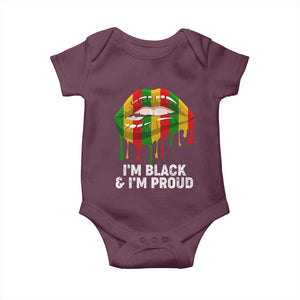 Black Girls Baby Onesie I'm Black And I'm Proud Woman Lips Dripping TS02 Maroon Print Your Wear