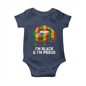 Black Girls Baby Onesie I'm Black And I'm Proud Woman Lips Dripping TS02 Navy Print Your Wear