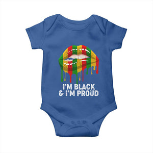 Black Girls Baby Onesie I'm Black And I'm Proud Woman Lips Dripping TS02 Royal Blue Print Your Wear