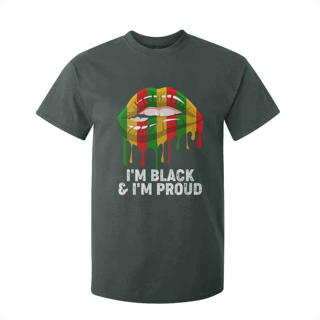 Black Girls T Shirt For Kid I'm Black And I'm Proud Woman Lips Dripping TS02 Dark Forest Green Print Your Wear