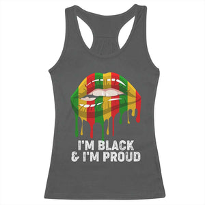 Black Girls Racerback Tank Top I'm Black And I'm Proud Woman Lips Dripping TS02 Dark Heather Print Your Wear