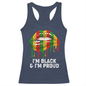 Black Girls Racerback Tank Top I'm Black And I'm Proud Woman Lips Dripping TS02 Navy Print Your Wear
