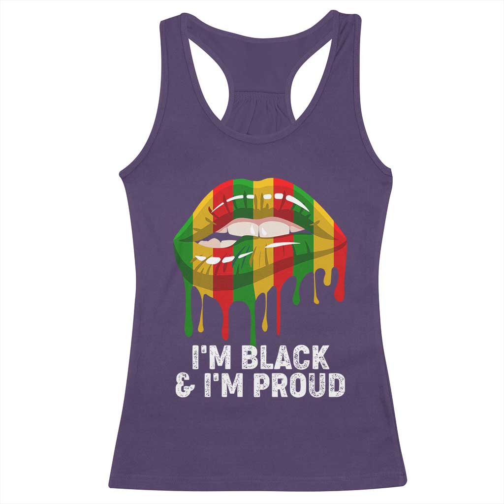 Black Girls Racerback Tank Top I'm Black And I'm Proud Woman Lips Dripping TS02 Purple Print Your Wear