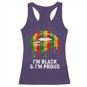 Black Girls Racerback Tank Top I'm Black And I'm Proud Woman Lips Dripping TS02 Purple Print Your Wear