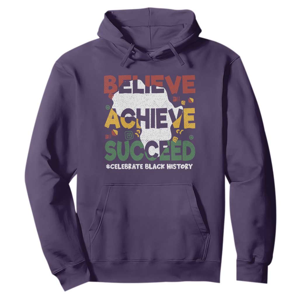Black History Month Hoodie Believe Achieve Succeed BHM Black and Proud TS02 Purple Printyourwear