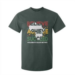 Celebrate Black History Month T Shirt For Kid Believe Achieve Succeed Black and Proud BHM TS02 Dark Forest Green Print Your Wear