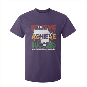 Celebrate Black History Month T Shirt For Kid Believe Achieve Succeed Black and Proud BHM TS02 Purple Print Your Wear