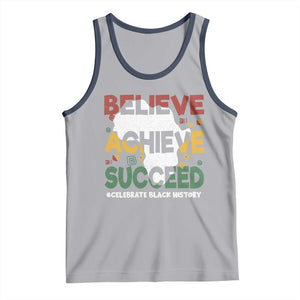 Celebrate Black History Month Tank Top Believe Achieve Succeed Black and Proud BHM TS02 Athletic Heather Navy Print Your Wear