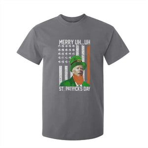 Funny Biden St Patricks Day T Shirt For Kid Merry 4th of Saint Patrick Uh Uh Leprechaun American Flag TS02 Charcoal Print Your Wear