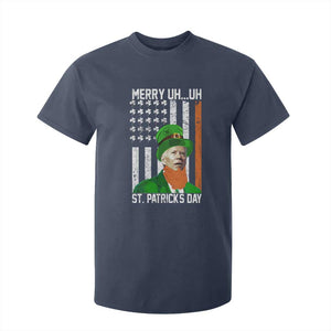 Funny Biden St Patricks Day T Shirt For Kid Merry 4th of Saint Patrick Uh Uh Leprechaun American Flag TS02 Navy Print Your Wear