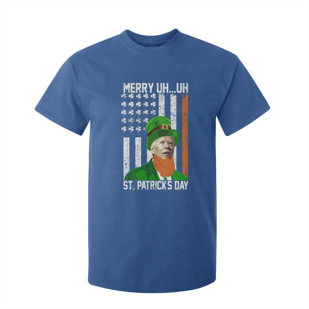 Funny Biden St Patricks Day T Shirt For Kid Merry 4th of Saint Patrick Uh Uh Leprechaun American Flag TS02 Royal Blue Print Your Wear