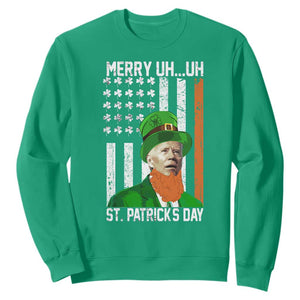 Funny Biden St Patricks Day Sweatshirt Merry 4th of Saint Patrick Uh Uh Leprechaun American Flag TS02 Irish Green Print Your Wear