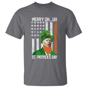 Funny Biden St Patricks Day T Shirt Merry 4th of Saint Patrick Uh Uh Leprechaun American Flag TS02 Charcoal Print Your Wear