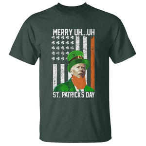 Funny Biden St Patricks Day T Shirt Merry 4th of Saint Patrick Uh Uh Leprechaun American Flag TS02 Dark Forest Green Print Your Wear