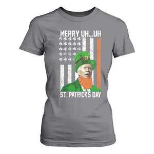 Funny Biden St Patricks Day T Shirt For Women Merry 4th of Saint Patrick Uh Uh Leprechaun American Flag TS02 Charcoal Print Your Wear
