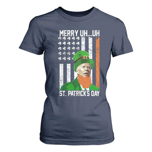 Funny Biden St Patricks Day T Shirt For Women Merry 4th of Saint Patrick Uh Uh Leprechaun American Flag TS02 Navy Print Your Wear