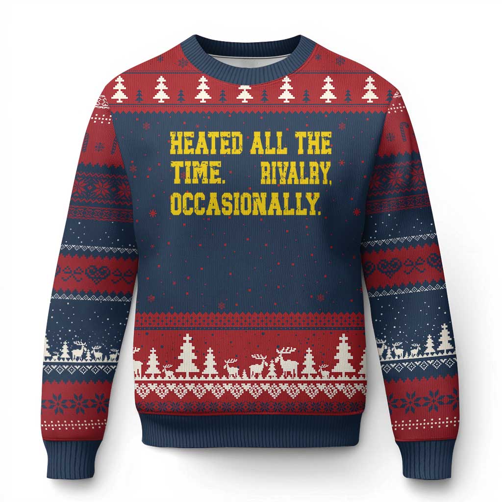 Heated All The Time Rivalry Occasionally Ugly Christmas Sweater Viral Hockey Romance for Passionate Fans TS02 Navy Red Print Your Wear