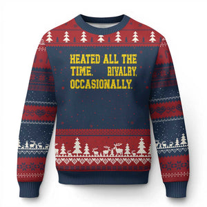 Heated All The Time Rivalry Occasionally Ugly Christmas Sweater Viral Hockey Romance for Passionate Fans TS02 Navy Red Print Your Wear