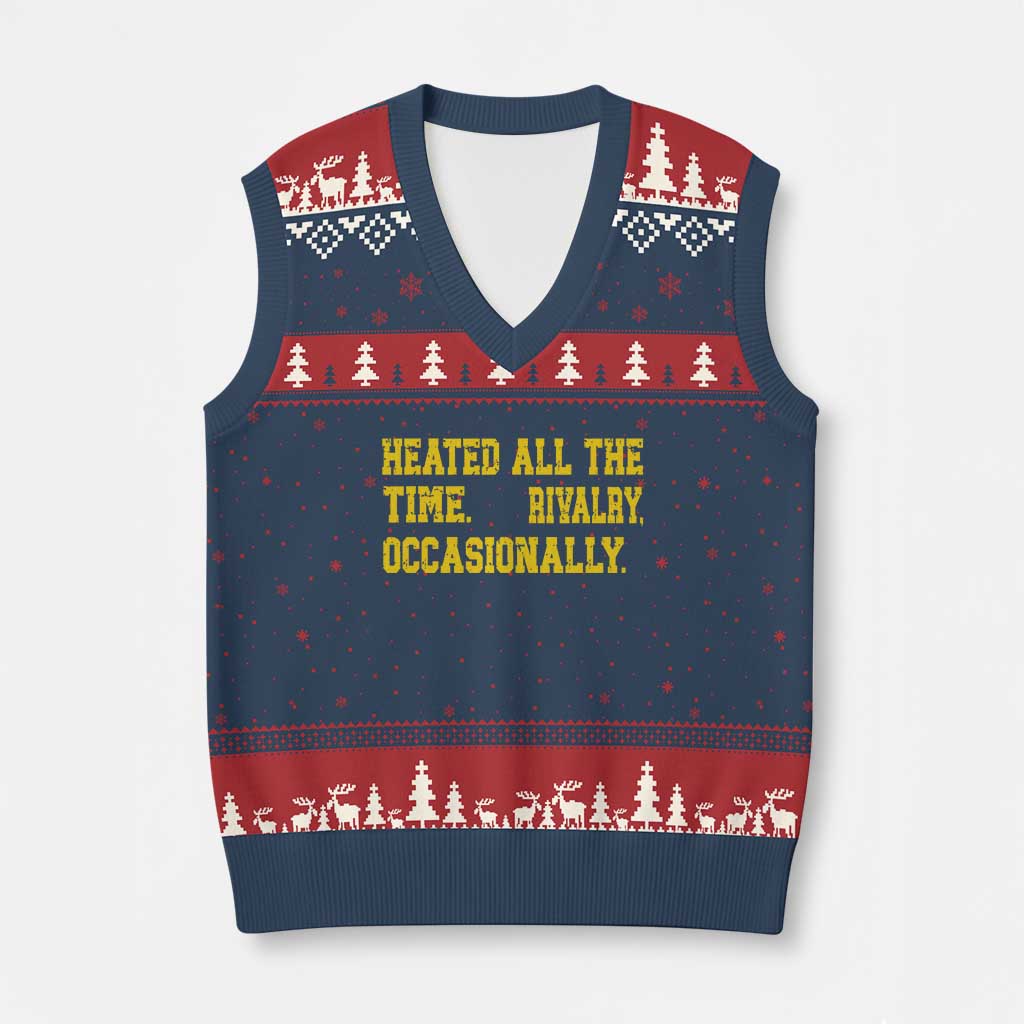 Heated All The Time Rivalry Occasionally V-Neck Knit Sweater Vest Viral Hockey Romance for Passionate Fans TS02 Navy Red Print Your Wear