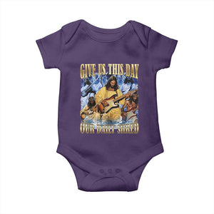 Give Us This Day Our Daily Shred Funny Christian Jesus Rock Baby Onesie Faith Humor Music Lover Inspired Gift TS02 Purple Print Your Wear