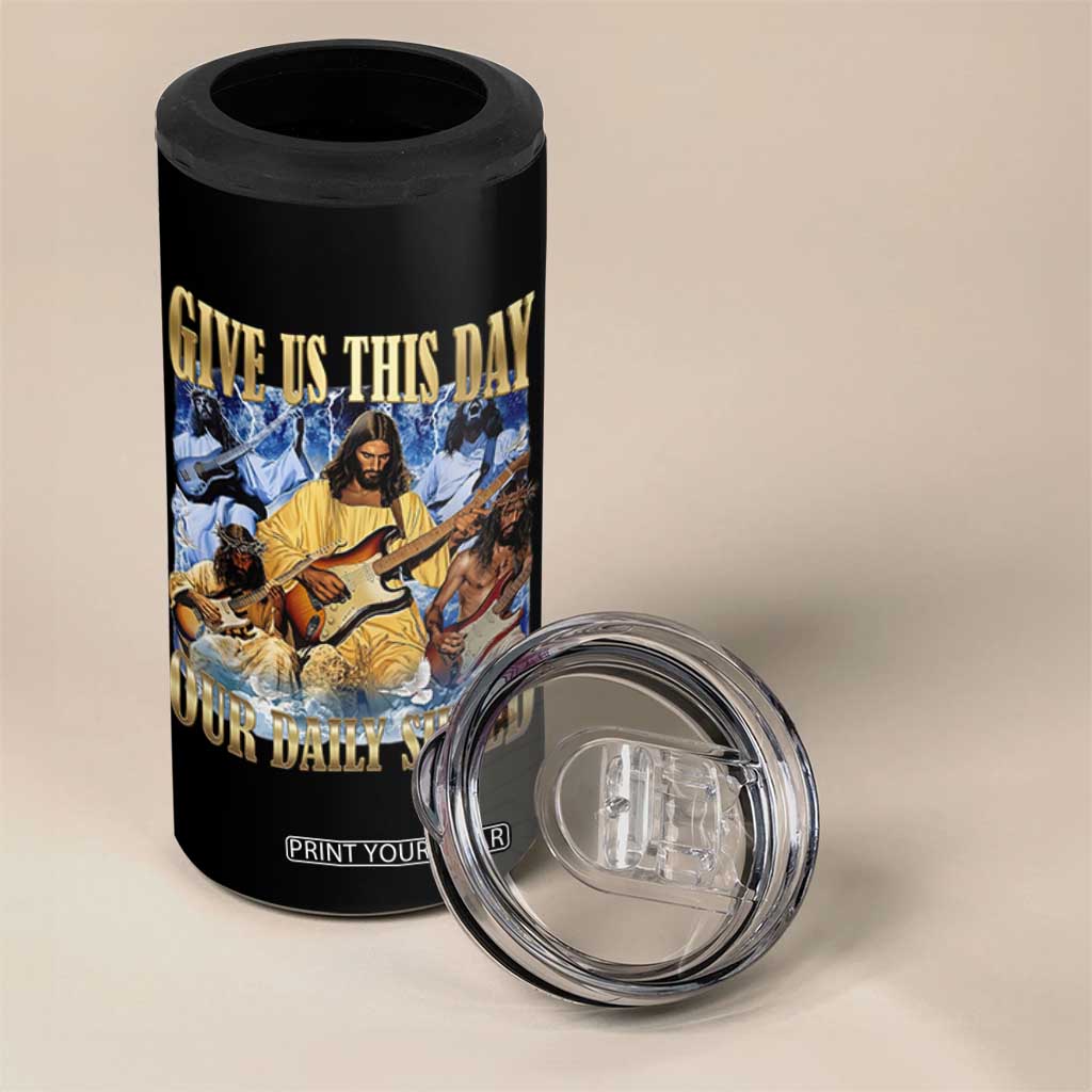 Give Us This Day Our Daily Shred Funny Christian Jesus Rock 4 in 1 Can Cooler Tumbler Faith Humor Music Lover Inspired Gift TS02 Print Your Wear