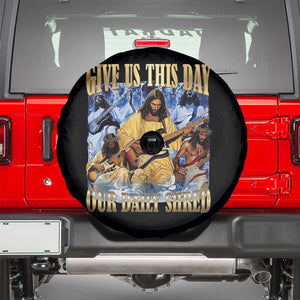 Give Us This Day Our Daily Shred Funny Christian Jesus Rock Spare Tire Cover Faith Humor Music Lover Inspired Gift TS02 Black Print Your Wear