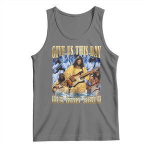 Give Us This Day Our Daily Shred Funny Christian Jesus Rock Tank Top Faith Humor Music Lover Inspired Gift TS02 Black Heather Print Your Wear