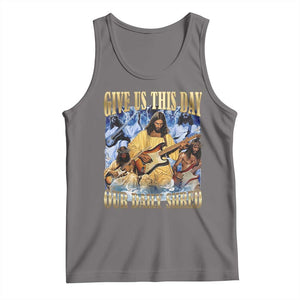 Give Us This Day Our Daily Shred Funny Christian Jesus Rock Tank Top Faith Humor Music Lover Inspired Gift TS02 Deep Heather Print Your Wear