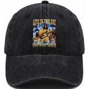 Give Us This Day Our Daily Shred Funny Christian Jesus Rock Washed Cotton Baseball Cap Faith Humor Music Lover Inspired Gift TS02 Print Your Wear