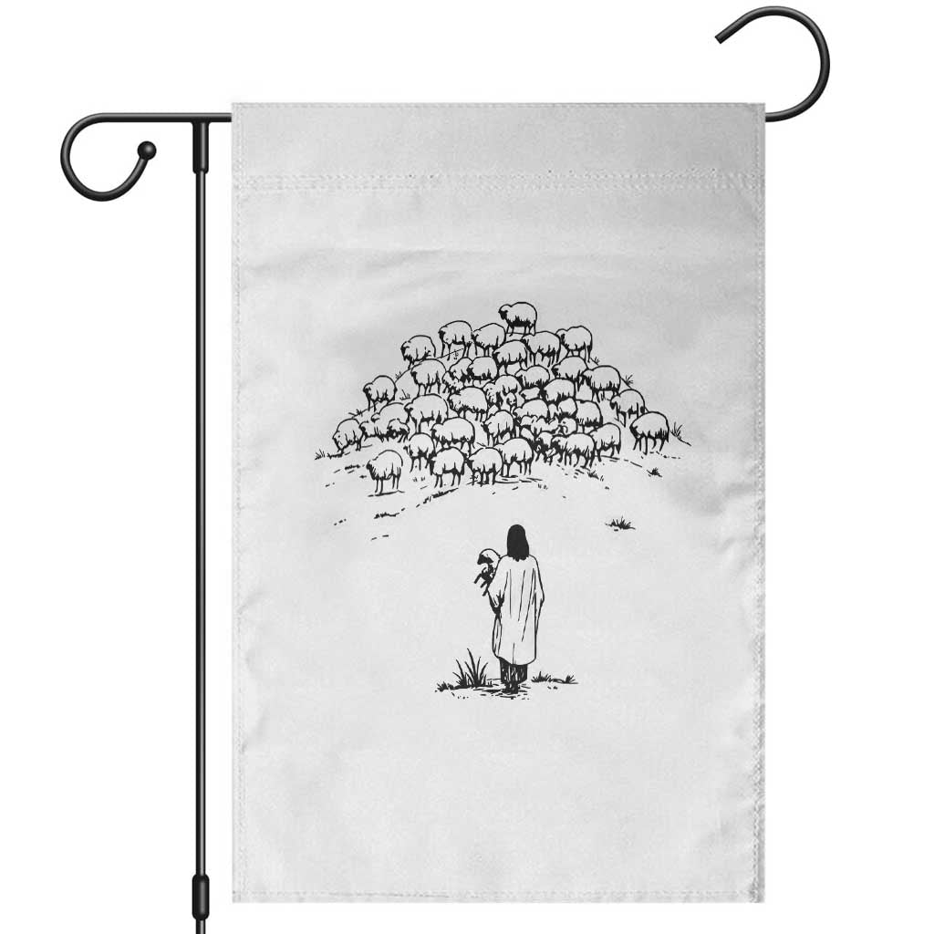 Jesus The Good Shepherd Minimalist Christian Garden Flag Sheep Flock Faith Spiritual Inspirational Gift TS02 White Print Your Wear