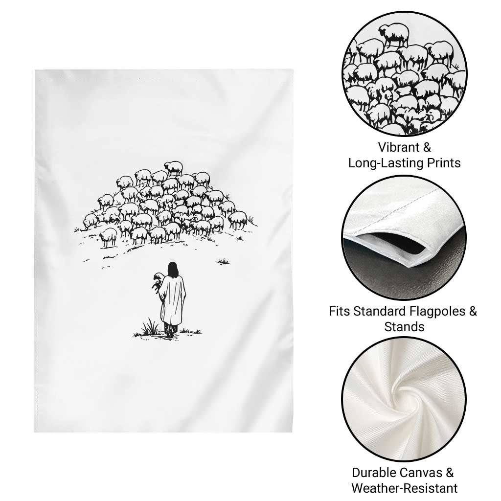 Jesus The Good Shepherd Minimalist Christian Garden Flag Sheep Flock Faith Spiritual Inspirational Gift TS02 Print Your Wear