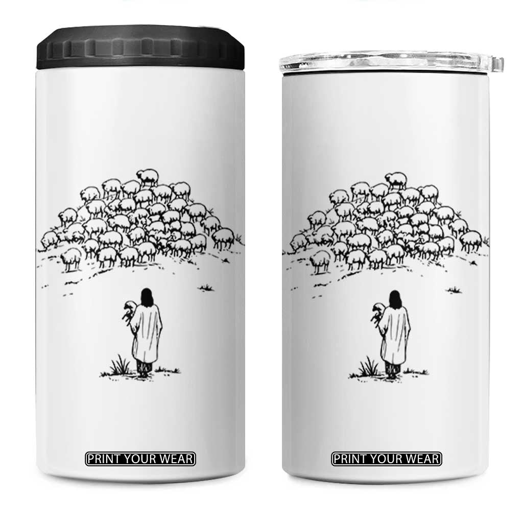 Jesus The Good Shepherd Minimalist Christian 4 in 1 Can Cooler Tumbler Sheep Flock Faith Spiritual Inspirational Gift TS02 One Size: 16 oz White Print Your Wear