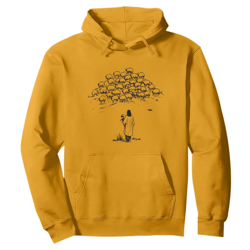 Jesus The Good Shepherd Minimalist Christian Hoodie Sheep Flock Faith Spiritual Inspirational Gift TS02 Gold Print Your Wear